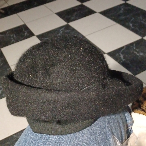 Henry Pollack Melosoie Black Wool Dress Hat Vintage, cloth stretch ear cover main image 4
